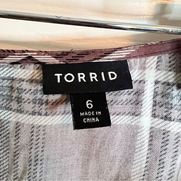 Torrid 6X Plaid Flowy Scoop Neck Dress with Eyelet Hook on Back.  New Condition - Picture 9 of 10